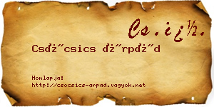 Csócsics Árpád névjegykártya