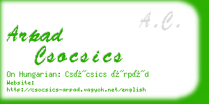 arpad csocsics business card